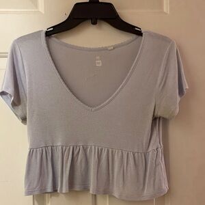 Pacsun Women's Light Blue V-Neck Top